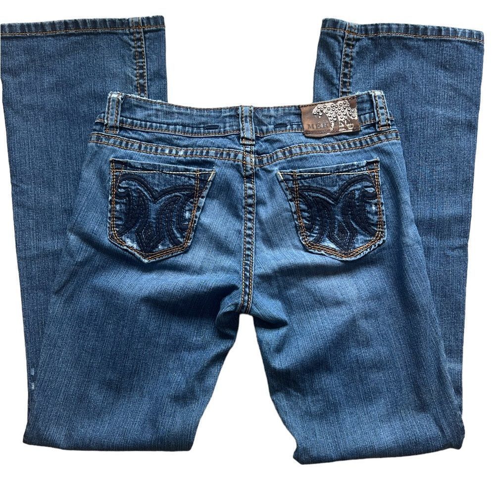 MEK WOMENS DENIM DISTRESSED BOOT CUT TYLER JEANS SIZE 28